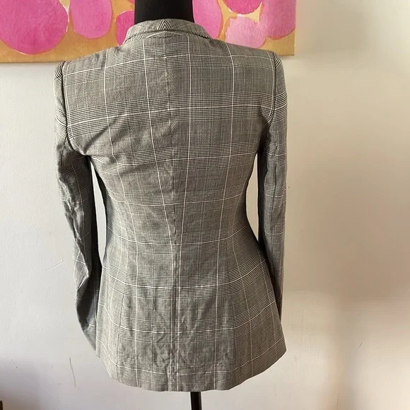 💗 $ 1395 Escada Check Grey Fitted Blazer - Picture 6 of 9